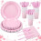 Service de vaisselle jetable rose 175 pièces 1