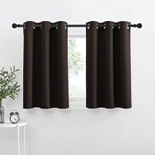 Blackout Kitchen Curtains with Eyelet Top – Toffee Brown, 42"x36", Double Panels, Compatible with Standard Rods