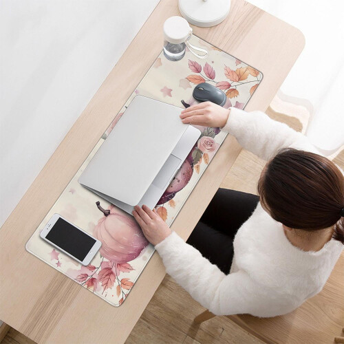 Mousepad Gamer Rosa Abóbora 31,5x11,8 polegadas com Bordas Costuradas 2
