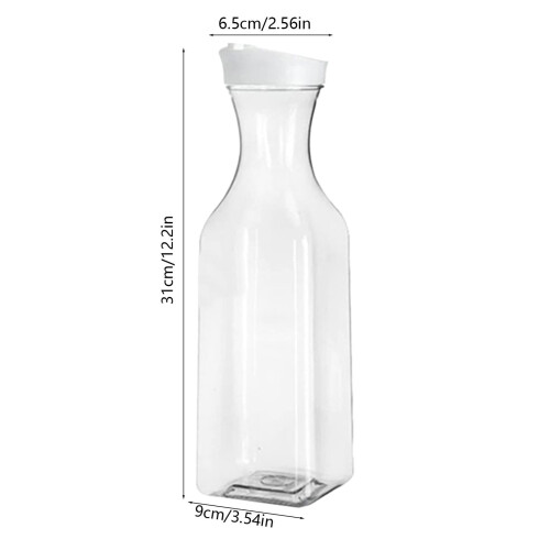 Carafă de apă din plastic transparent cu capac rabatabil, 1500 ml 2