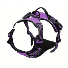 Harnais anti-traction ultra-résistant pour chien - Réfléchissant avec attache avant et poignée ergonomique - Idéal pour les chiens de grande