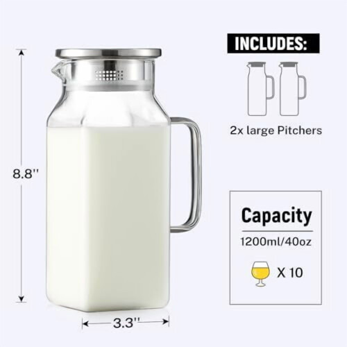 Crúiscín Gloine Borosilicate Cearnógach 2 Lítear le Clúdach agus