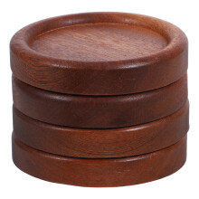 4 stuks massief houten retro onderzetters, vintage houten onderzetters, bulkverpakking, 8,20 x 8,20 x 1,40 cm