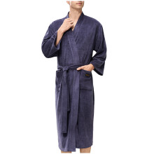 Herren-Schlafanzug mit Kapuze, langen Ärmeln und Bindegürtel in Übergröße, Herren-Freizeitbademantel, bequeme, weiche Loungewear mit Taschen