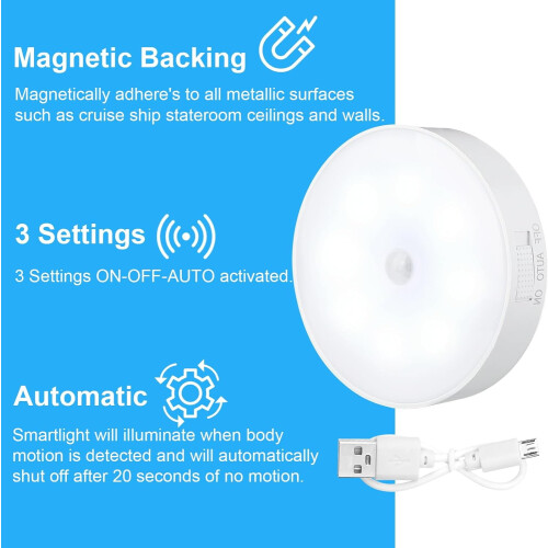 Magnetisk rörelsesensor LED-nattlampa USB-laddningsbar 2