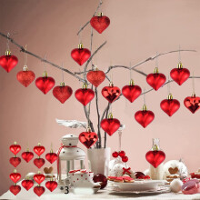 Juego de 36 colgantes decorativos en forma de corazón - Colección de adornos para el Día de San Valentín para la decoración de fiestas -