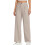 Kids' Beige Stretch School Uniform Pants, Elastic Waist, 1