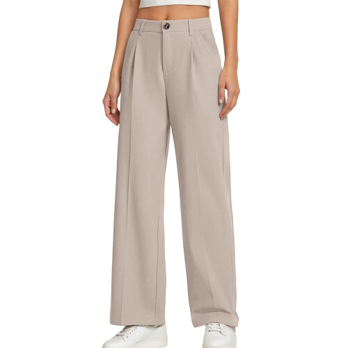 Kids' Beige Stretch School Uniform Pants, Elastic Waist,