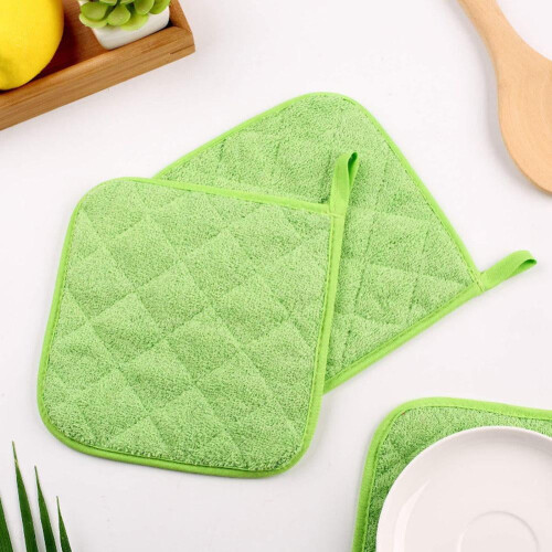 Cotton Terry Cloth Pot Holder Set, Kitchen Hot Pad, 2-Pack 2