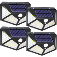 Solar-Außenleuchten, 100 LEDs mit Bewegungsmelder, Tageslichtweiß, IP65 wasserdicht, 270-Weitwinkel-Flutlicht mit 3 Modi für Veranda und Garten,
