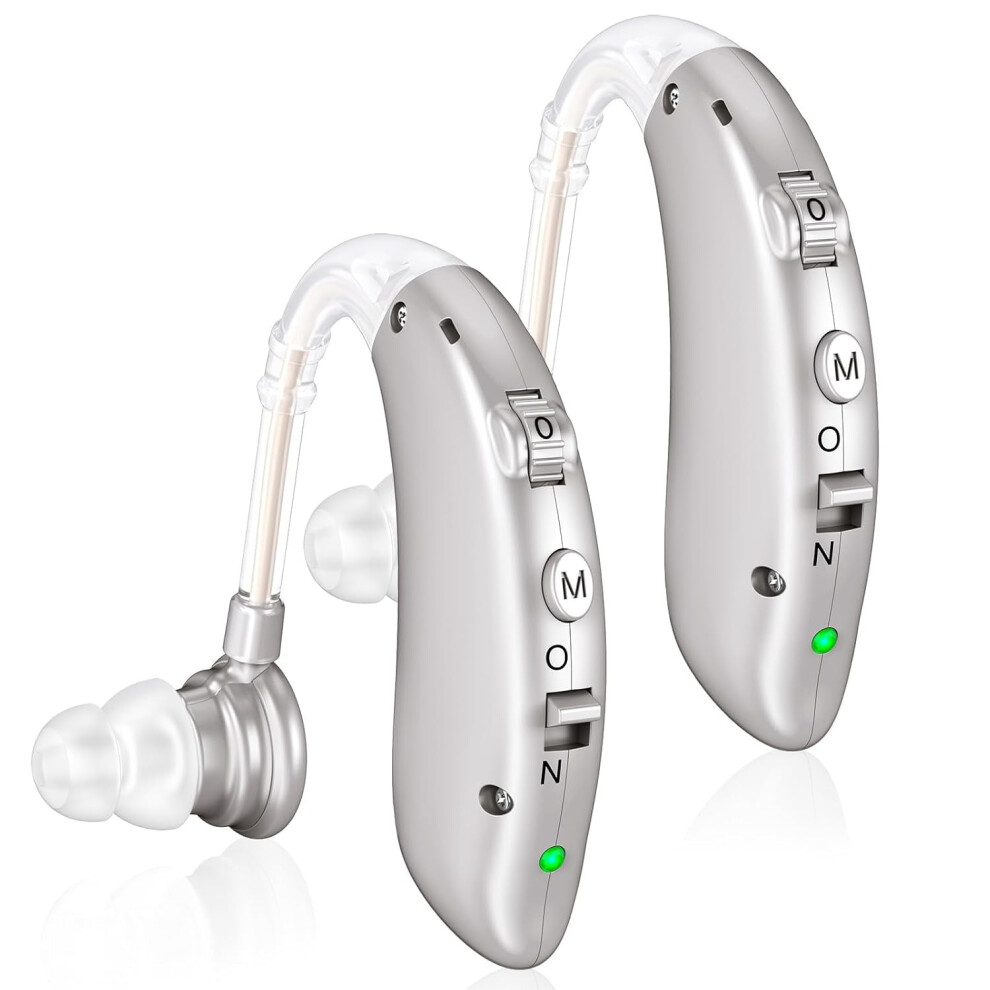 Rechargeable Hearing Aids for Seniors with Noise Cancelling, Digital Sound Amplifier with Volume Control â Compatible with Hearing Loss