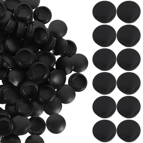 Worgeous Round Plastic Hole Plugs Black 100pcs 2