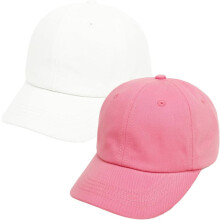 2Pcs Baby Baseball Cap Toddler Hat for Boys Girls Baby Sun Hat Cotton Kids Baseball Hat Infant Hat Cap (White & Dark-pink,9-24 Months)
