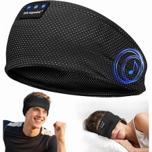 2-i-1-sömnmask och Bluetooth 5.4-hörlurar med huvudband, ultratunn HD-stereo, trådlös för sömn, träning, yoga