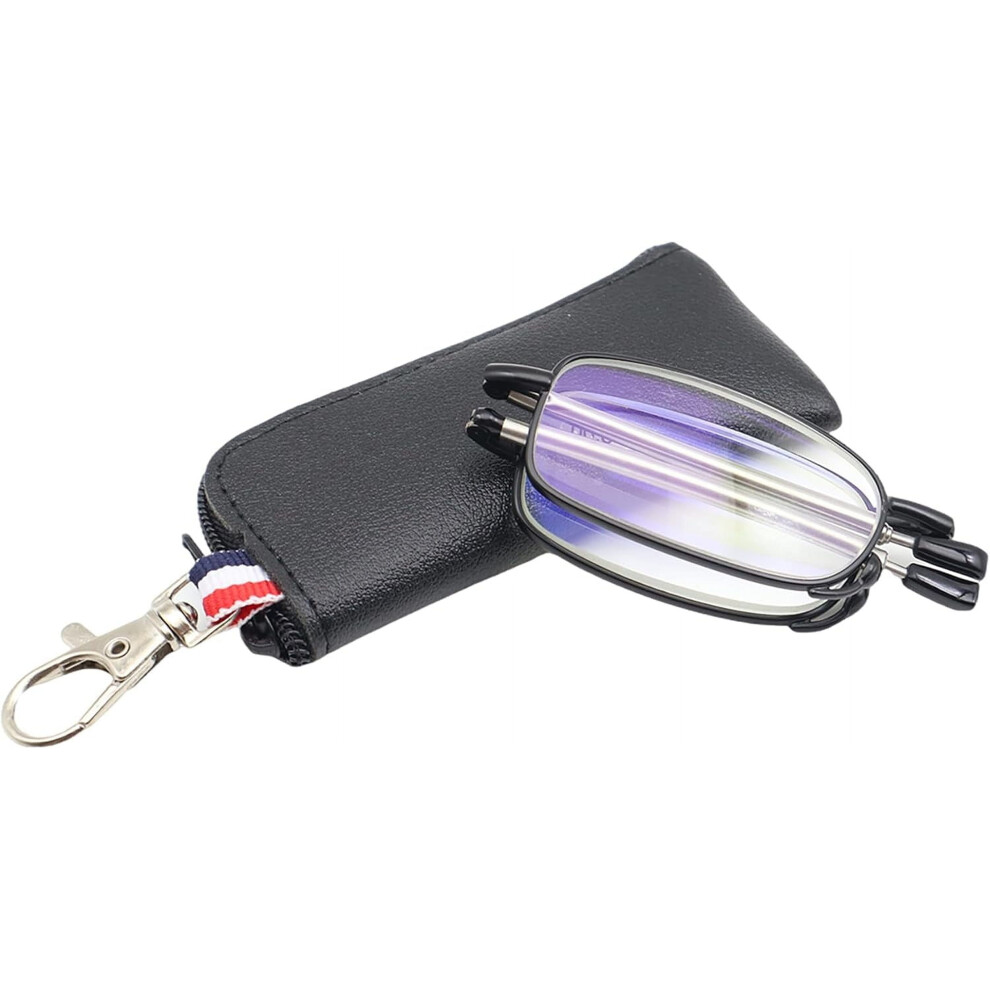 Folding Reading Glasses for Men Women Blue Light Blocking Readers with Keychain Compact Bags