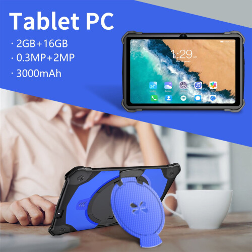 HD 7 inch Android Tablet IPS High Definition Screen WiFi Bluetooth Voice Call Game Video Learning Tablet Function, Upgraded Chipset, Blue 2