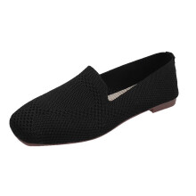 Sorte loafers til kvinder med rund tå, afslappet komfort, blød sål, åndbar strik, lav mund, sko med lav tå, 39(7)