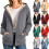 Γυναικείο παλτό fleece χειμώνα ζεστό casual μακρυμάνικο μπλουζάκι με κουκούλα και 1