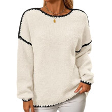 Kvinder Kabelstrik Pullover Løse Casual Efterårstoppe