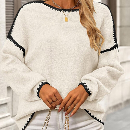 Kvinder Kabelstrik Pullover Løse Casual Efterårstoppe 2