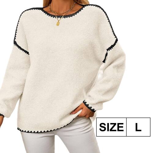 Kvinder Kabelstrik Pullover Løse Casual Efterårstoppe 1