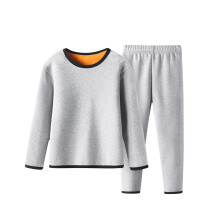 Kinder T-shirt met ronde hals, effen kleur, thermische basislaag en bijpassende broek, herfst/winter, comfortabele en warme ondergoedset voor