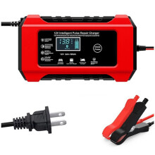 Caricabatteria Automatico per Auto 12V 6A Pulse Repair Caricabatteria Rapido per Piombo Acido Umido Display LCD Digitale Spina USA