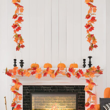 1 confezione di ghirlanda autunnale da 1,74 m con foglie d'acero - Vite artificiale autunnale per tavolo, camino, porta, decorazioni di Halloween e