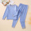 Conjunto de roupa íntima térmica feminina com blusa listrada forrada com lã e 2