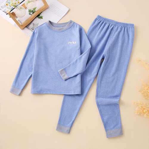 Conjunto de roupa íntima térmica feminina com blusa listrada forrada com lã e 1