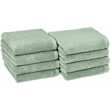 Serviettes à séchage rapide pour les mains - 100 % coton, lot de 8, 71 x 41 cm, vert d'eau