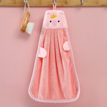 Serviette suspendue pour enfants - Polaire corail douce et absorbante, motif cochonnet 3D mignon, rose, pour salle de bain et cuisine, séchage rapide