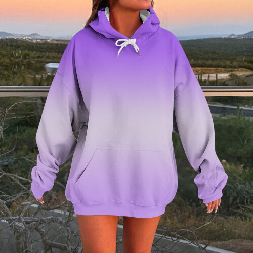 Women's Printed Long Sleeve Hooded Sweatshirt Regular Fit 1