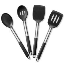 Set di 4 utensili da cucina in silicone, resistenti al calore e atossici, compatibili con pentole antiaderenti, spatola forata, cucchiaio pieno,