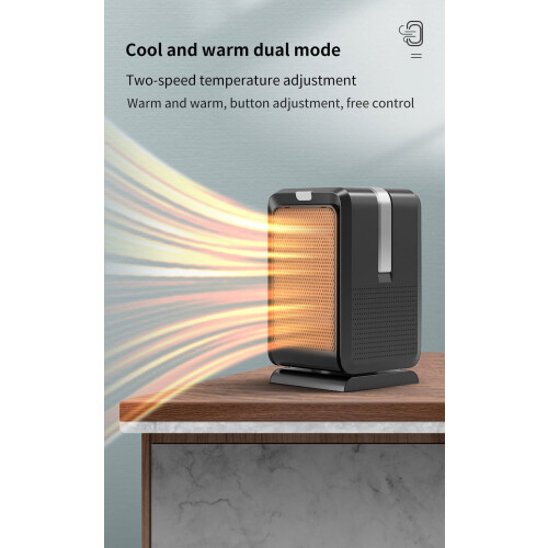 Chauffage d'appoint Xhy 1000 W à double usage (air chaud/froid), télécommande, minuterie, oscillation – Blanc 1