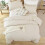 Beige ruffle comforter set soft fluffy 3 pcs 8