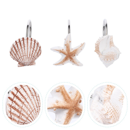 Creative ocean style conch shell home curtain shower curtain hook 12pcs single hook white