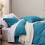 Parure de lit 3 pièces bleu sarcelle pour lit Queen avec fermeture éclair 3