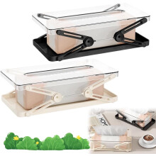 Transparante tissuebox met automatische veer, rechthoekige servettendispenser voor badkamer/keuken/kantoor (compatibel met kam)
