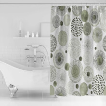 Rideau de douche imperméable vert sauge, 183 x 198 cm, polyester, 12 crochets, motif géométrique aquarelle, séchage rapide