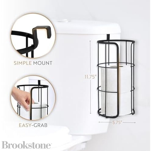 Over The Toilet Paper Holder Reserve, Μεταλλική Θήκη για Χαρτί Υγείας Μπάνιου που Χωράει Ρολά 2