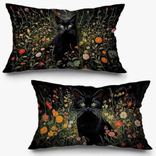 Housses de coussin Black Cat Wildflower 45 x 45 cm, lot de 2