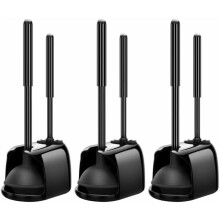 Ensemble brosse et ventouse WC (lot de 3) avec support, brosse cuvette ultra-résistante, design discret pour un nettoyage en profondeur – Noir
