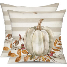 Housses de coussin d'automne 45 x 45 cm, lot de 2, imitation lin