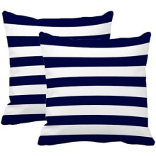 Fodera per cuscino a righe blu navy 30x50 cm in cotone e poliestere
