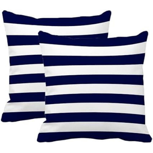 Marinblått randigt örngott 30x50cm bomull-polyester