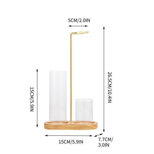 2-in-1 Räucherstäbchenhalter aus Holz mit zwei Glasbechern 1