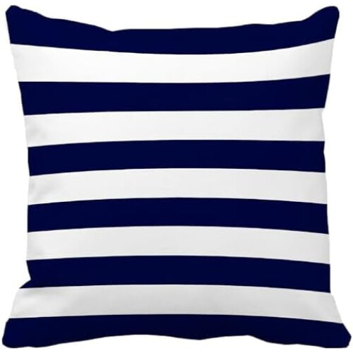 Marinblått randigt örngott 30x50cm bomull-polyester 2