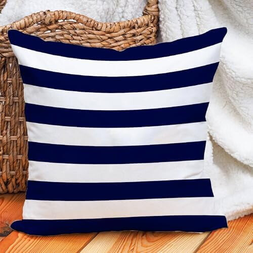 Marinblått randigt örngott 30x50cm bomull-polyester 1