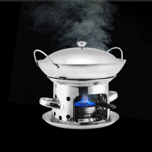 Καυστήρας Fondue από ανοξείδωτο ατσάλι, φορητός μίνι καυστήρας Fondue για σόμπα αλκοόλ 2